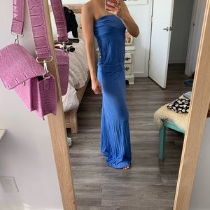 Beautiful blue strapless maxi dress